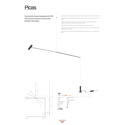 Redo 01-2695 - LED Hämardatav põrandalamp PICAS LED/12W/230V must