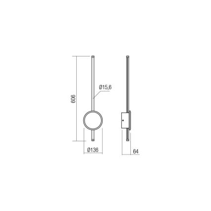 Redo 01-2701 - LED Seinavalgusti DIAZ LED/18W/230V CRI 90 must
