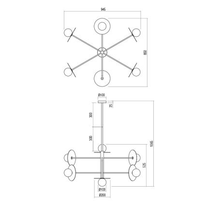 Redo 01-2733 - Ripplühter PLATO 6xG9/10W/230V kuldne