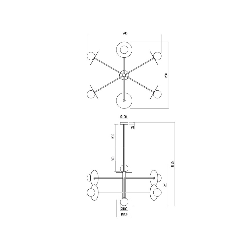 Redo 01-2733 - Ripplühter PLATO 6xG9/10W/230V kuldne