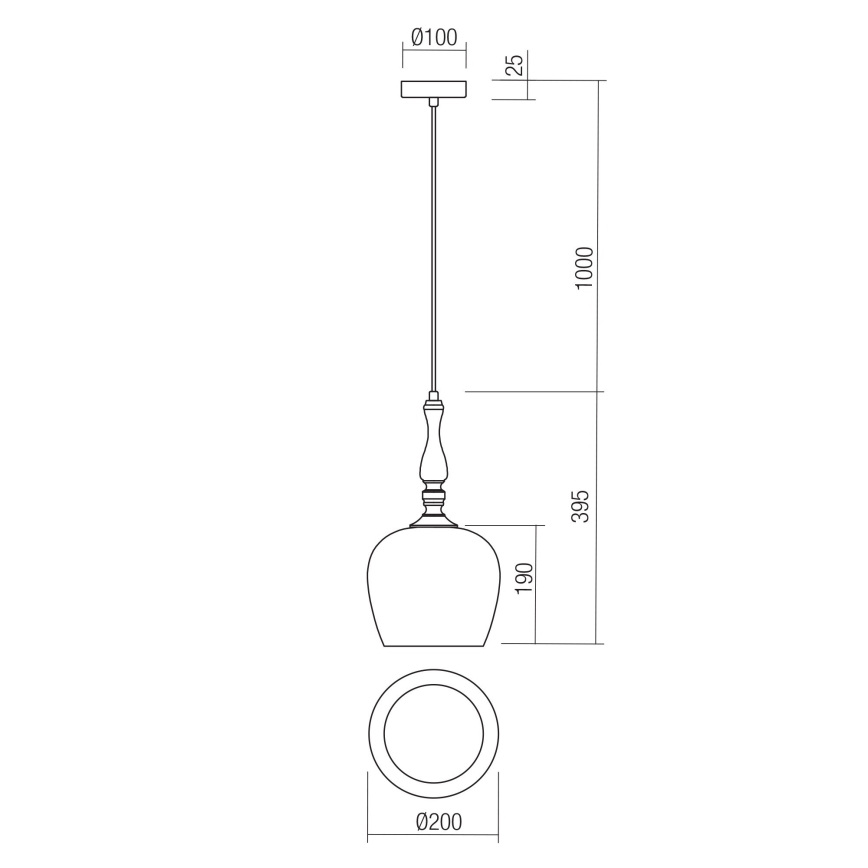 Redo 01-2740 - Lühter TOLL 1xE27/42W/230V pronks