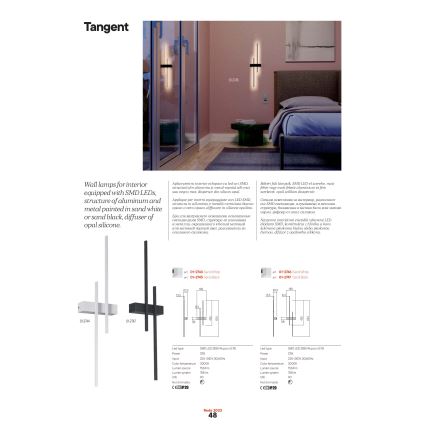 Redo 01-2744 - LED seinavalgusti TANGENT LED/13W/230V CRI 90 valge