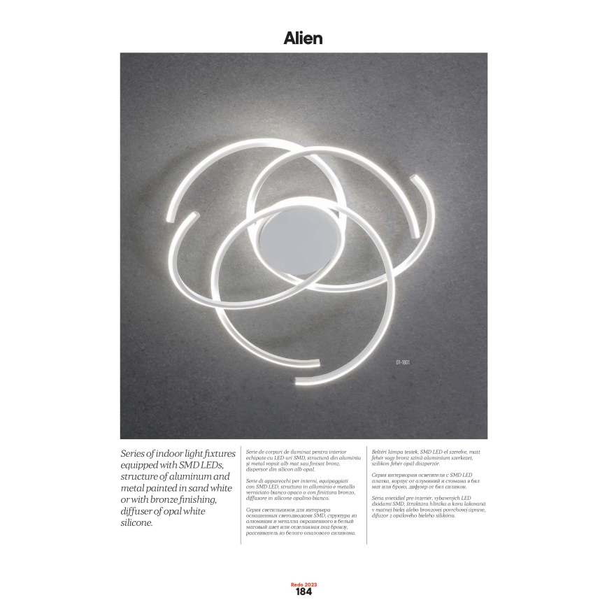 Redo 01-2748 - LED Hämardatav laevalgusti ALIEN LED/75W/230V 3000K d. 90 cm valge