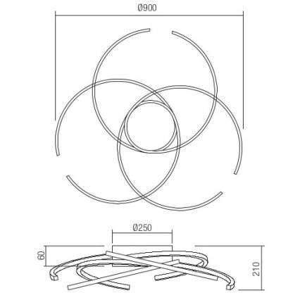 Redo 01-2748 - LED Hämardatav laevalgusti ALIEN LED/75W/230V 3000K d. 90 cm valge