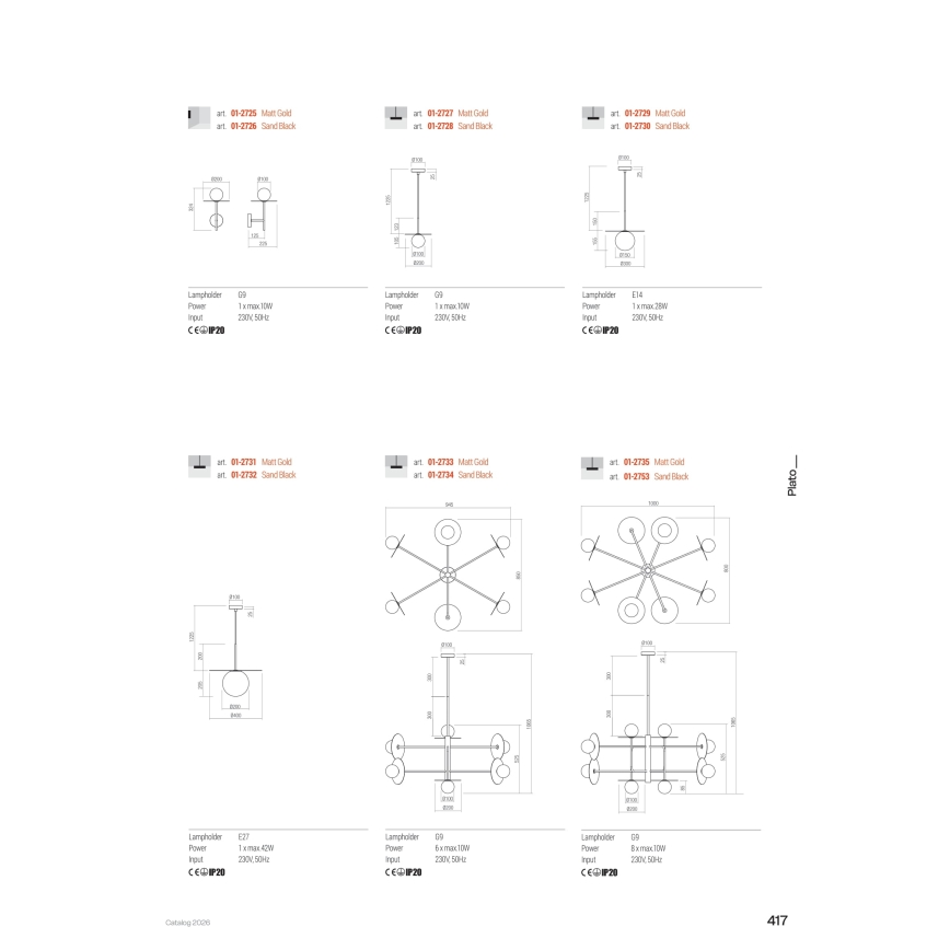 Redo 01-2753 - Rippvalgusti vardaga PLATO 8xG9/10W/230V must