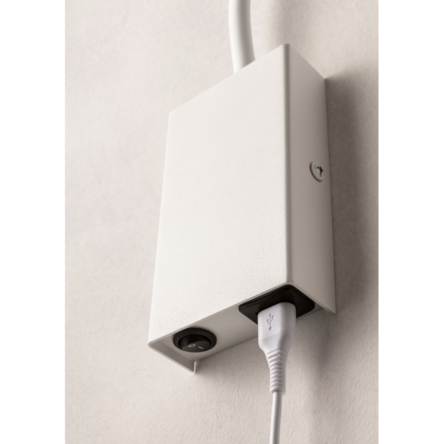 Redo 01-2754 - LED Paindlik väike lamp WALLIE LED/3W/230V USB CRI 90 valge