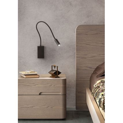 Redo 01-2755 - LED Paindlik väike lamp WALLIE LED/3W/230V USB CRI 90 must