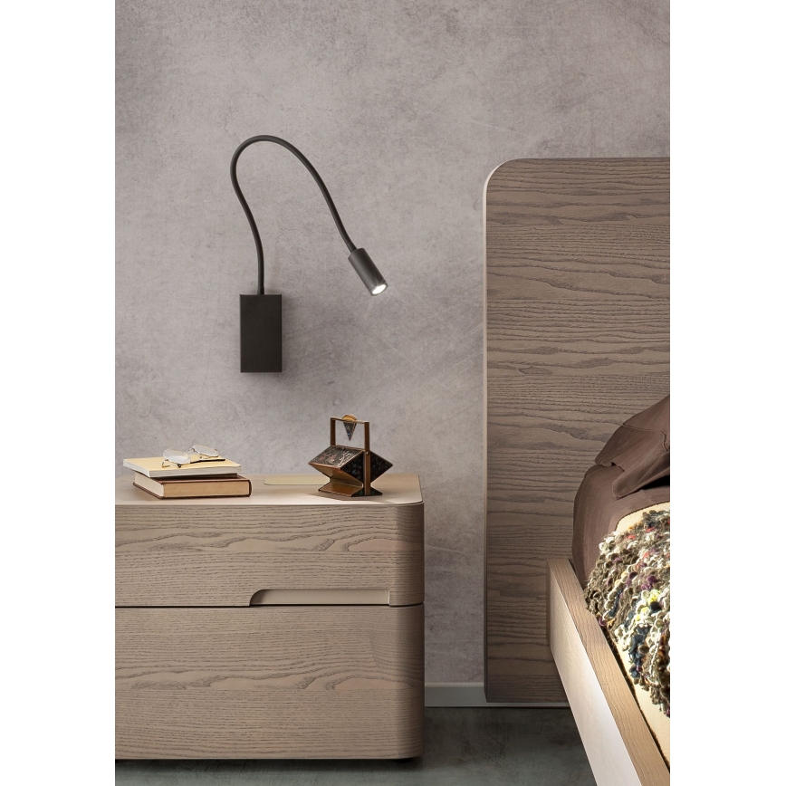 Redo 01-2755 - LED Paindlik väike lamp WALLIE LED/3W/230V USB CRI 90 must