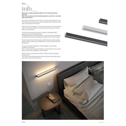 Redo 01-2762 - LED-seinavalgusti PLOT LED/21W/230V 60 cm valge