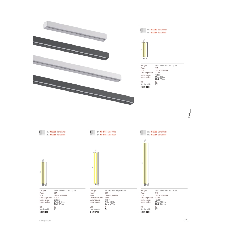 Redo 01-2762 - LED-seinavalgusti PLOT LED/21W/230V 60 cm valge