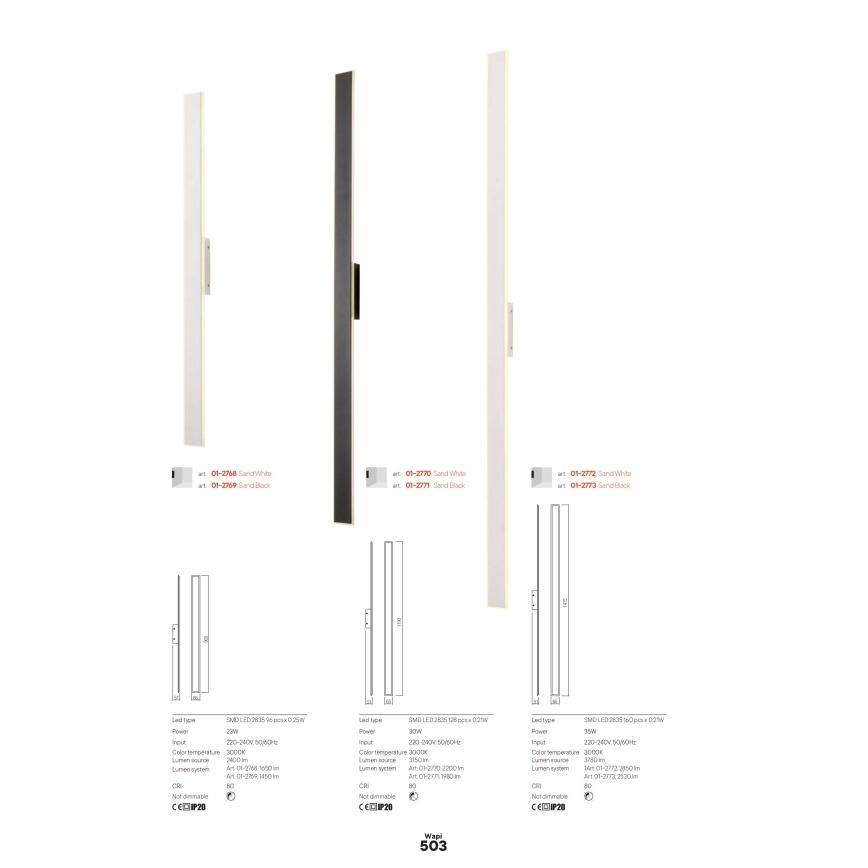Redo 01-2770 - LED seinavalgusti WAPI LED/30W/230V 119 cm valge