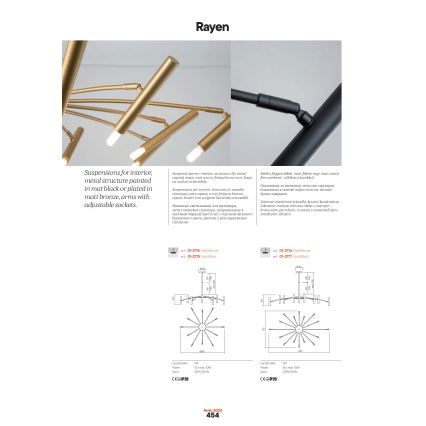 Redo 01-2774 - Ripplühter RAYEN 12xG9/10W/230V pronks