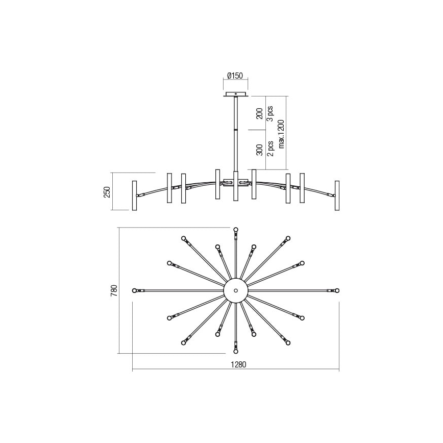 Redo 01-2776 - Ripplühter RAYEN 16xG9/10W/230V pronks