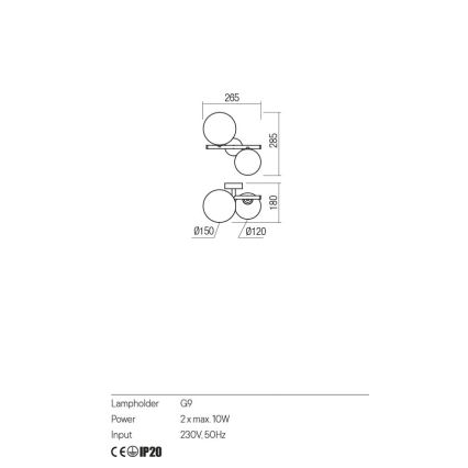 Redo 01-2778 - Seinavalgusti ROY 2xG9/10W/230V