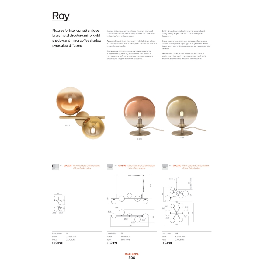Redo 01-2779 - Ripplühter ROY 5xG9/10W/230V