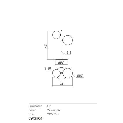 Redo 01-2784 - Laualamp ROY 2xG9/10W/230V