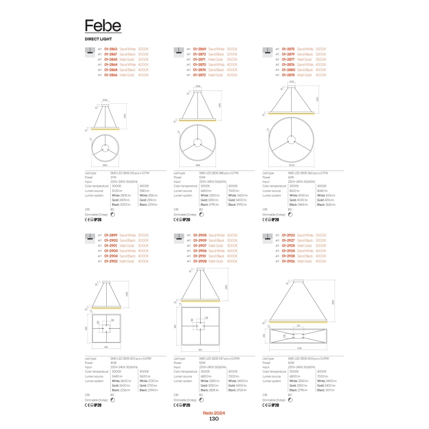 Redo 01-2819 - Hämardatav LED-seinavalgusti FEBE LED/24W/230V must