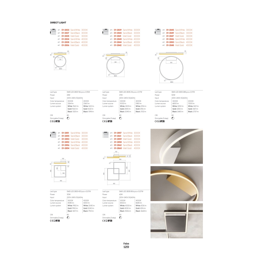 Redo 01-2835 - Hämardatav LED-seinavalgusti FEBE LED/24W/230V kuldne