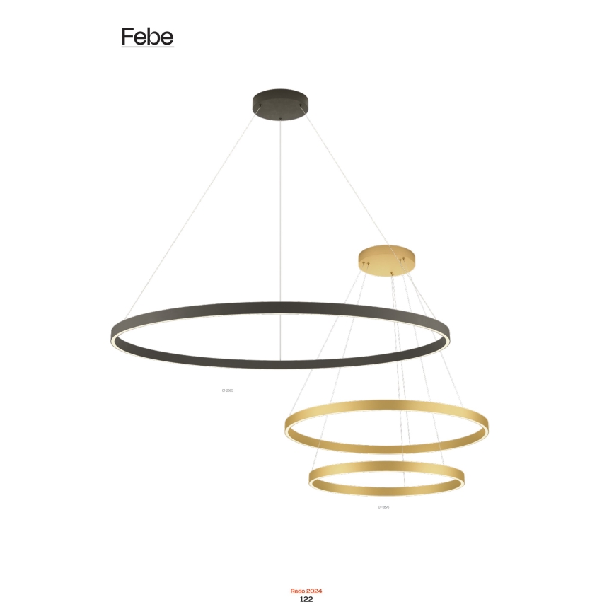 Redo 01-2865 - Hämardatav LED-rippvalgusti kaabliga FEBE LED/37W/230V kuldne