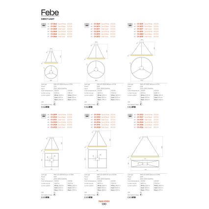 Redo 01-2865 - Hämardatav LED-rippvalgusti kaabliga FEBE LED/37W/230V kuldne
