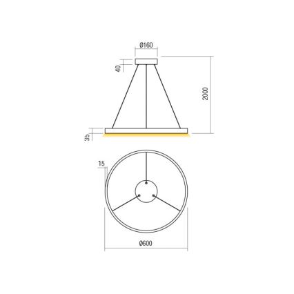 Redo 01-2865 - LED Hämardatav lühter FEBE LED/37W/230V kuldne