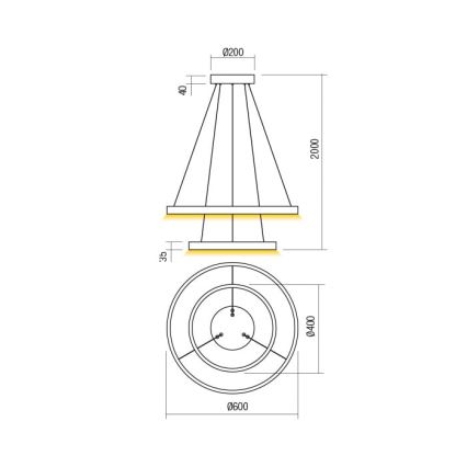 Redo 01-2889 - LED Hämardatav lühter FEBE LED/62W/230V kuldne