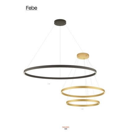 Redo 01-2889 - LED-hämardatav ripplühter kaabliga FEBE LED/62W/230V kuldne