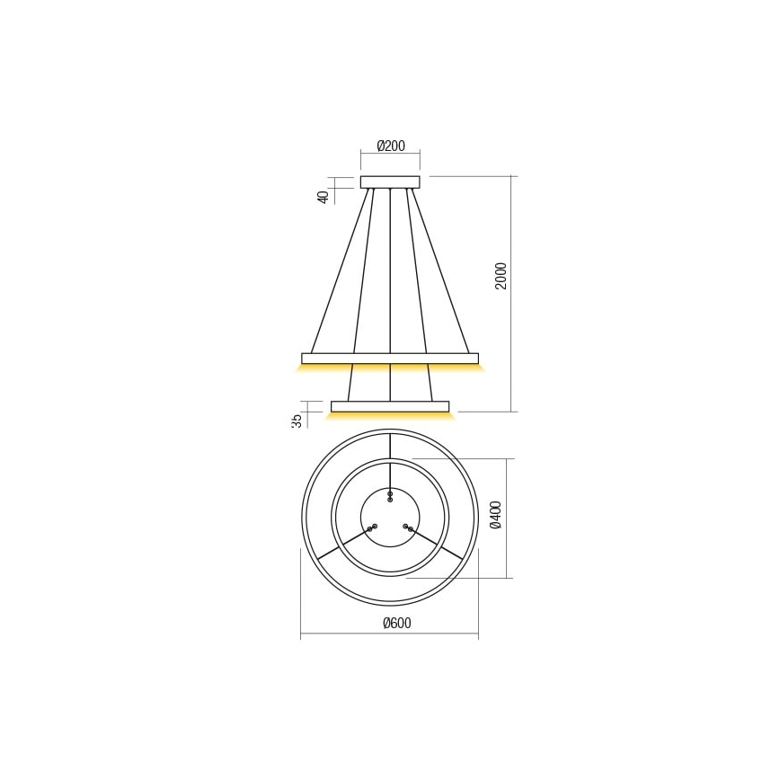 Redo 01-2891 - LED Hämardatav lühter FEBE LED/62W/230V must