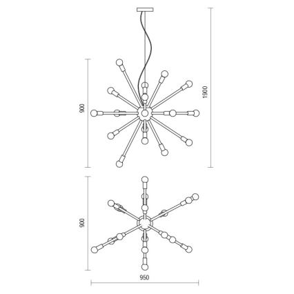Redo 01-2934 - Kaablil rippuv kroonlühter STELLAR 12xE14/25W/230V must