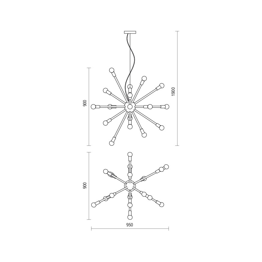 Redo 01-2934 - Kaablil rippuv kroonlühter STELLAR 12xE14/25W/230V must