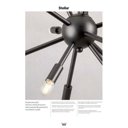 Redo 01-2935 - Rippvalgusti kaabliga STELLAR 18xE14/25W/230V kuldne