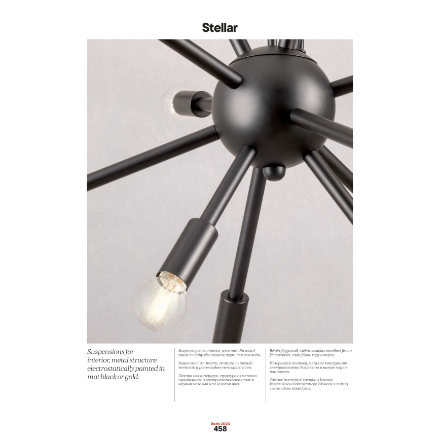 Redo 01-2935 - Rippvalgusti kaabliga STELLAR 18xE14/25W/230V kuldne