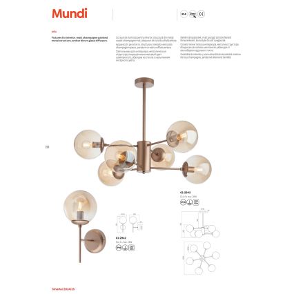 Redo 01-2942 - Seinavalgusti MUNDI 1xE14/28W/230V vask/suitsune