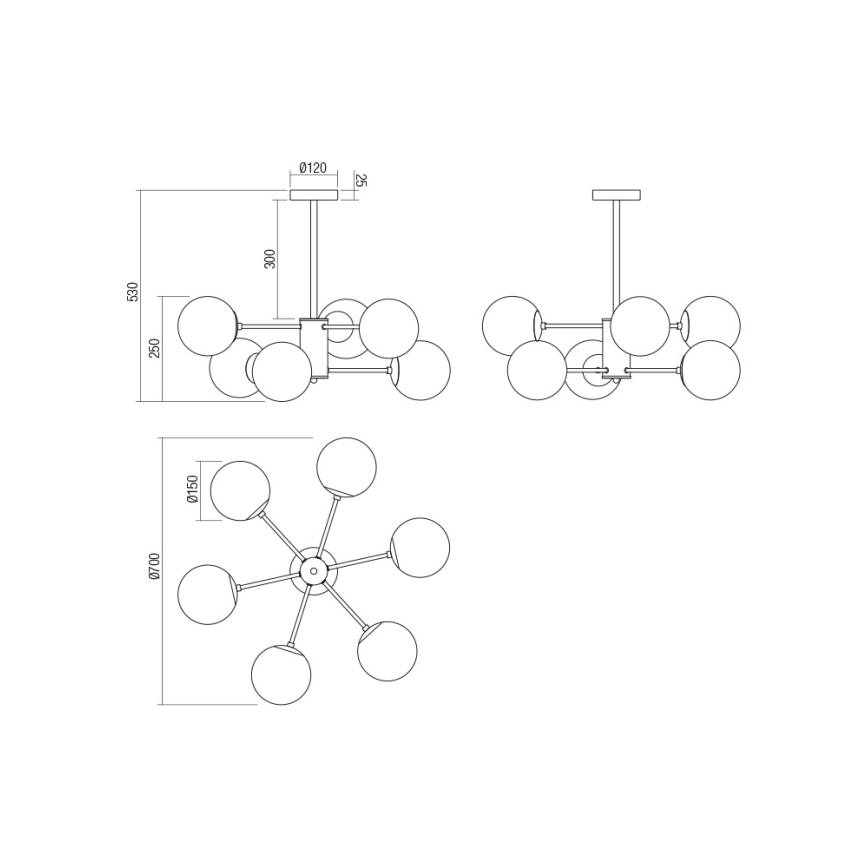 Redo 01-2943 - Ripplühter MUNDI 6xE14/28W/230V vask
