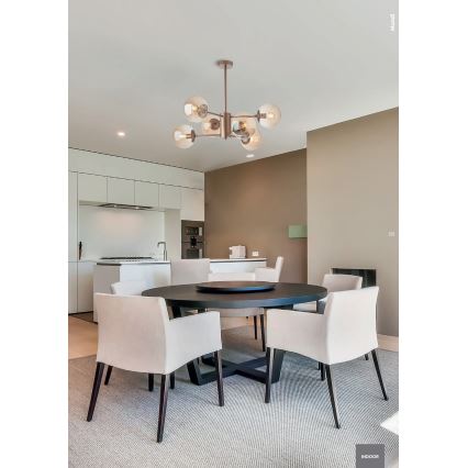 Redo 01-2943 - Varrega lühter MUNDI 6xE14/28W/230V vaskne/suitsune