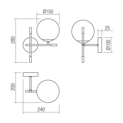 Redo 01-2944 - Seinavalgusti ESSENTIAL 1xE14/28W/230V parem