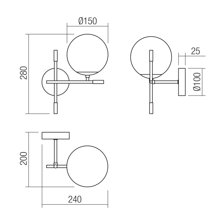 Redo 01-2944 - Seinavalgusti ESSENTIAL 1xE14/28W/230V parem