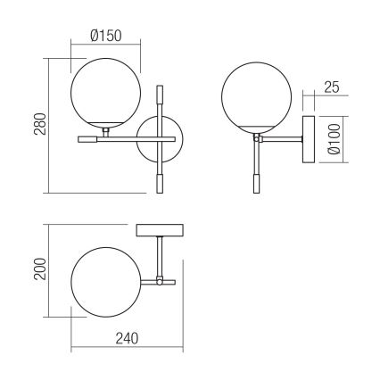 Redo 01-2945 - Seinavalgusti ESSENTIAL 1xE14/28W/230V vasak