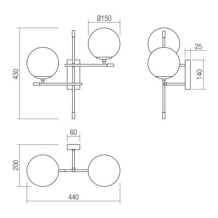 Redo 01-2946 - Seinavalgusti ESSENTIAL 2xE14/28W/230V