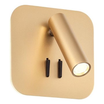 Redo 01-2977 - LED-seinavalgusti QUDA LED/6W/230V + LED/3W 3000K CRI 90 USB kuldne