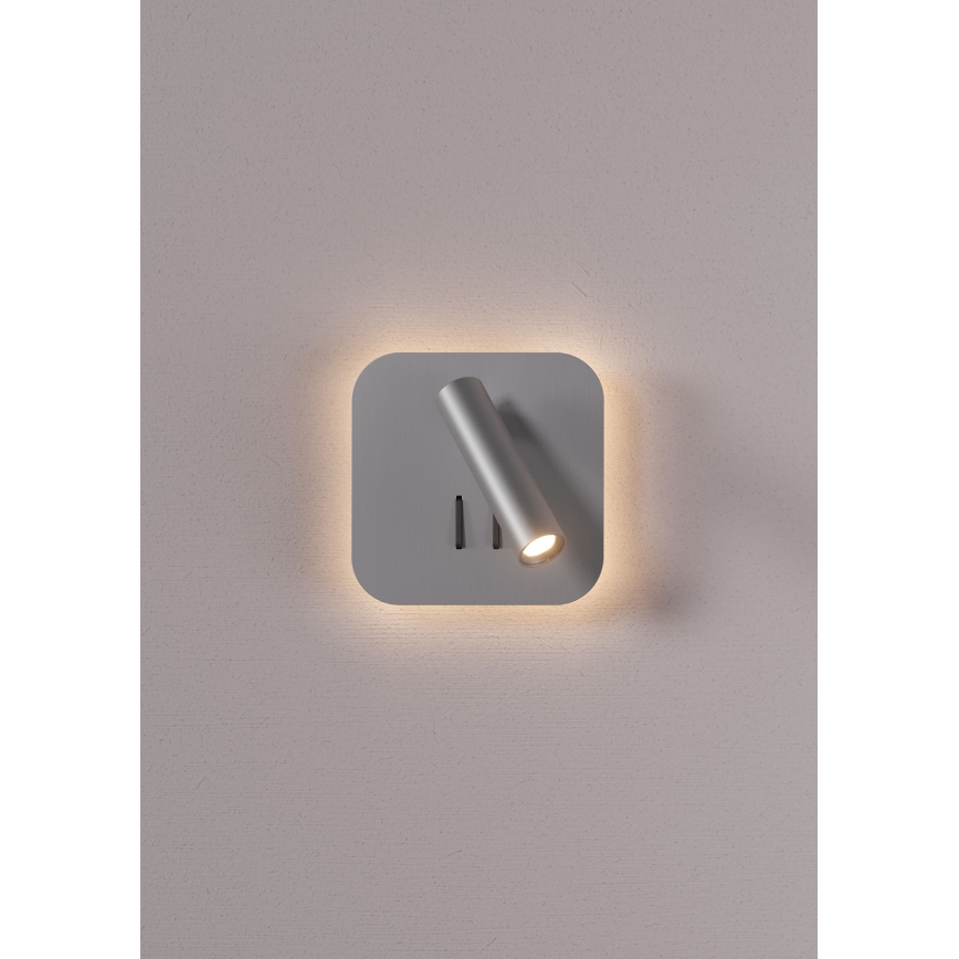 Redo 01-2978 - LED seinavalgusti QUDA LED/6W/230V + LED/3W 3000K CRI 90 USB mattkroom