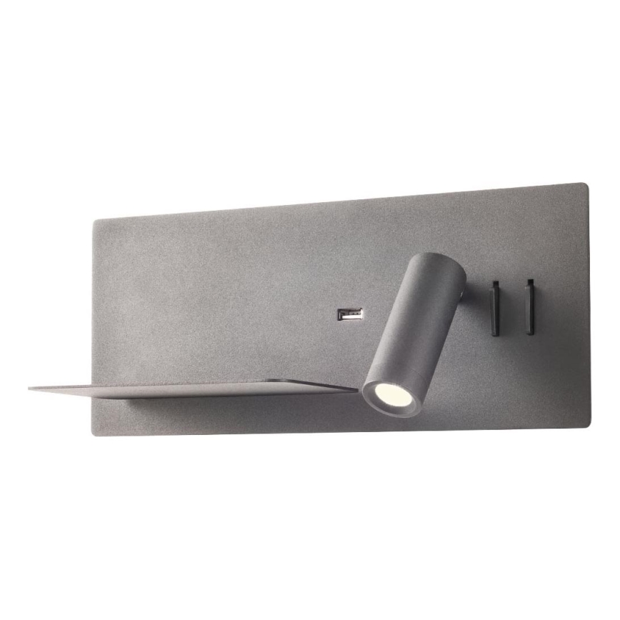 Redo 01-2985 - LED Kohtvalgusti seinale BROOK LED/8W/230V + LED/3W USB CRI 90 must vasak