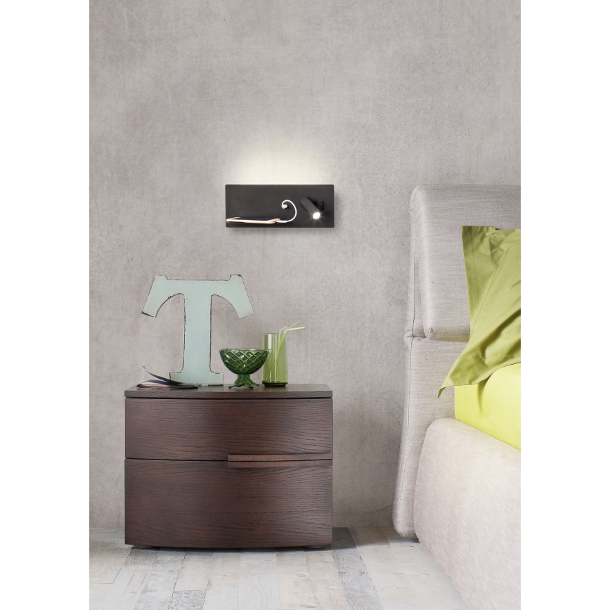 Redo 01-2985 - LED Kohtvalgusti seinale BROOK LED/8W/230V + LED/3W USB CRI 90 must vasak