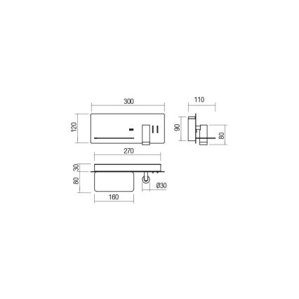 Redo 01-2985 - LED Kohtvalgusti seinale BROOK LED/8W/230V + LED/3W USB CRI 90 must vasak