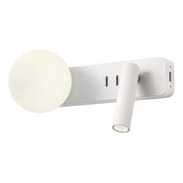 Redo 01-2991 - LED seinavalgusti OASIS LED/3W/230V + 1xG9/10W USB CRI 90 valge