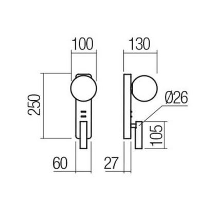 Redo 01-2992 - LED seinavalgusti OASIS LED/3W/230V + 1xG9/10W USB CRI 90 pronksviimistlusega