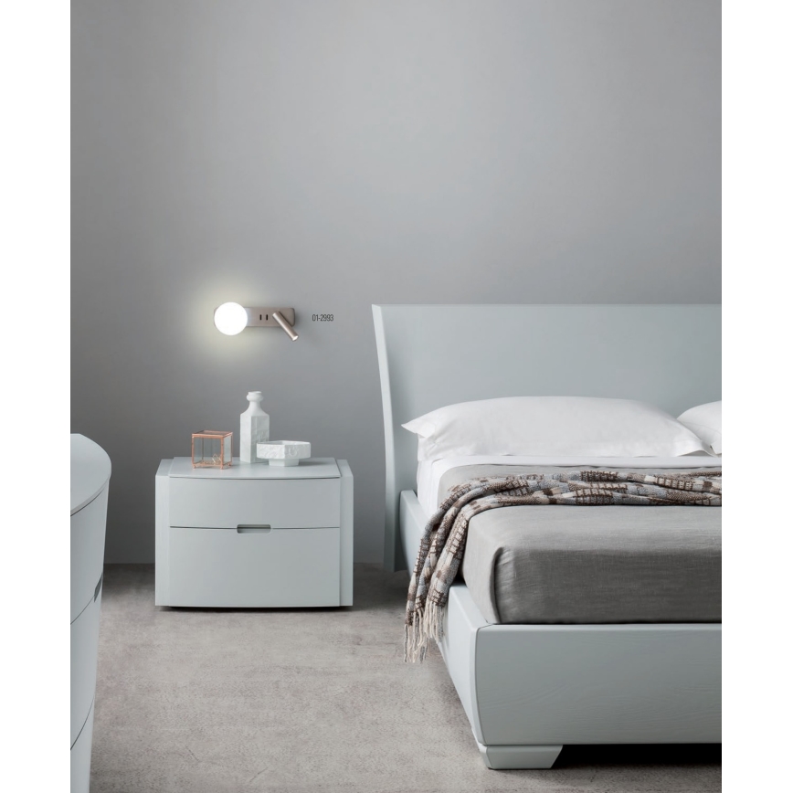 Redo 01-2993 - LED seinavalgusti OASIS LED/3W/230V + 1xG9/10W USB CRI 90 läikiv kroom
