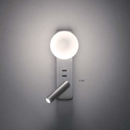 Redo 01-2993 - LED seinavalgusti OASIS LED/3W/230V + 1xG9/10W USB CRI 90 läikiv kroom