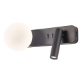 Redo 01-2994 - LED seinavalgusti OASIS LED/3W/230V + 1xG9/10W USB CRI 90 must