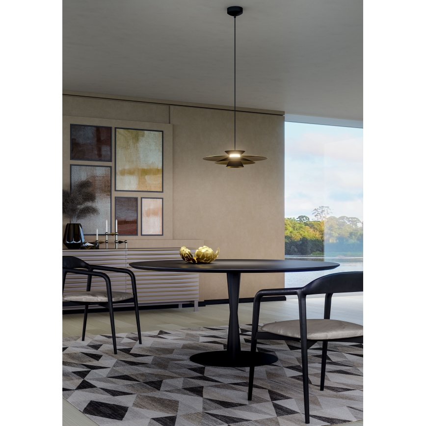 Redo 01-3001 - LED-lühter kaablil FARGO LED/16,5W/230V CRI 90 läbimõõt 50 cm must/kuldne